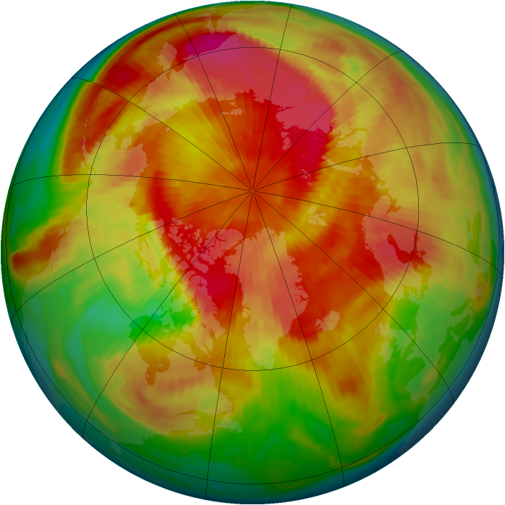 Arctic ozone map for 24 March 1999